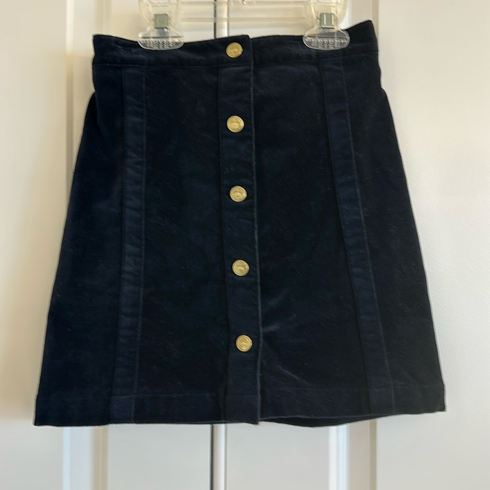 Brooks Brothers navy blue velvet mini skirt, size 10, like new.